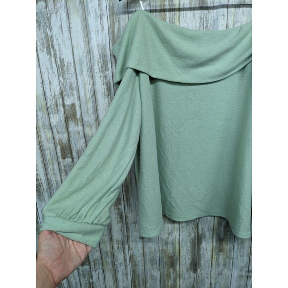 a.n.a Womens Off the Shoulder Sweater 3X Pistachio Green Cozy Relaxed NWT - Picture 3 of 11